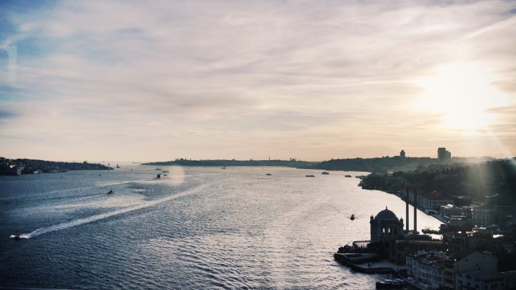 silhouette of buildings near ocean water