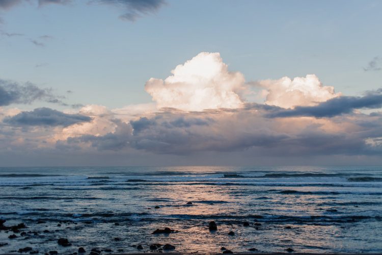 cumulus clouds over ocean