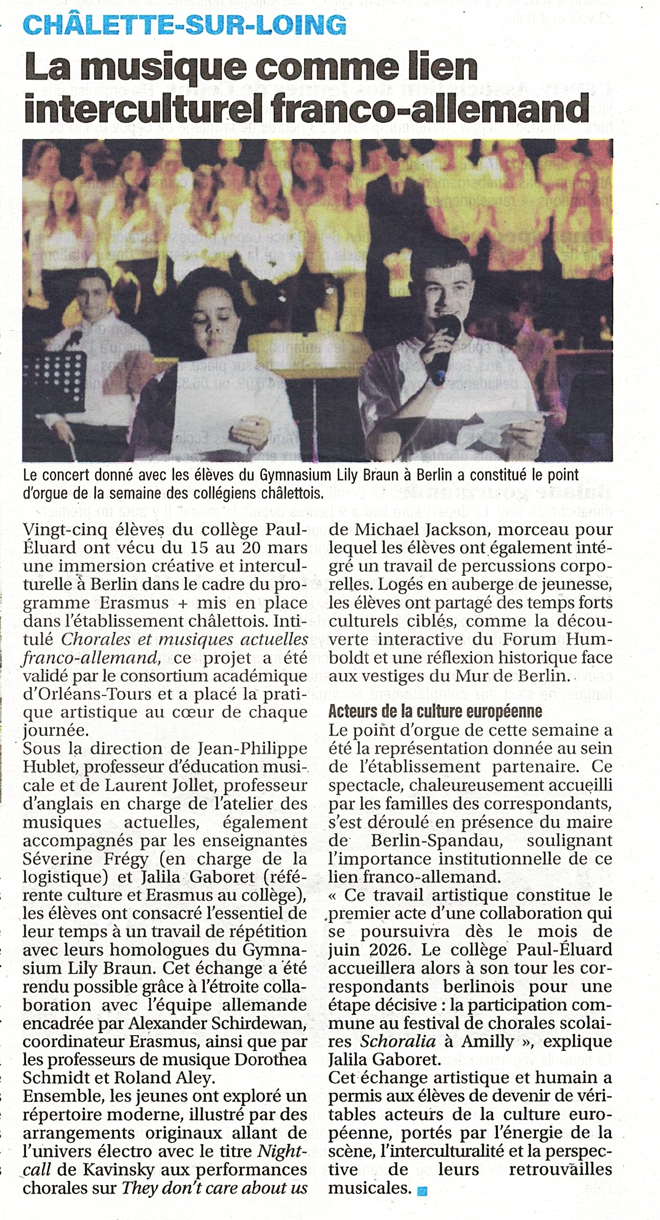 Article Eclaireur du Gatinais - Erasmus+ Berlin-Spandau