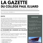 Numéros 13 & 14 de la Gazette du Collège Paul Eluard !