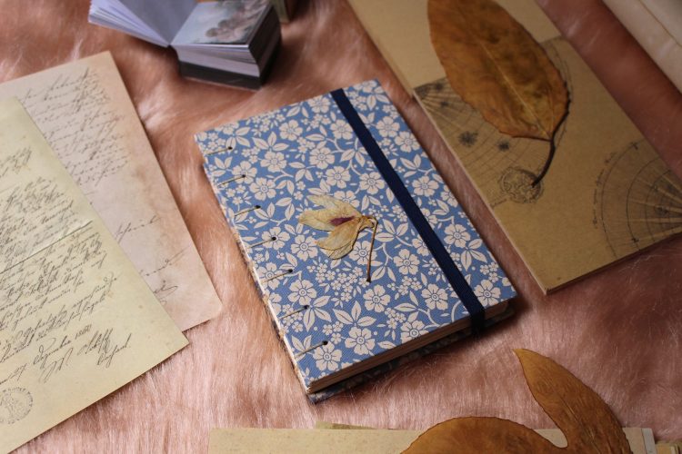 dried flower on journal